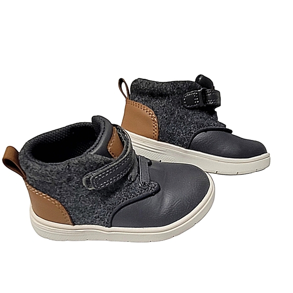 Cat & Jack Toddler Boy Gray High Top Sneakers w Hook & Loop sz 6c - Picture 4 of 11